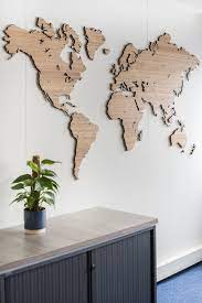 wereldkaart muurdecoratie hout