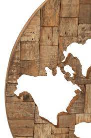 muurdecoratie wereldkaart hout